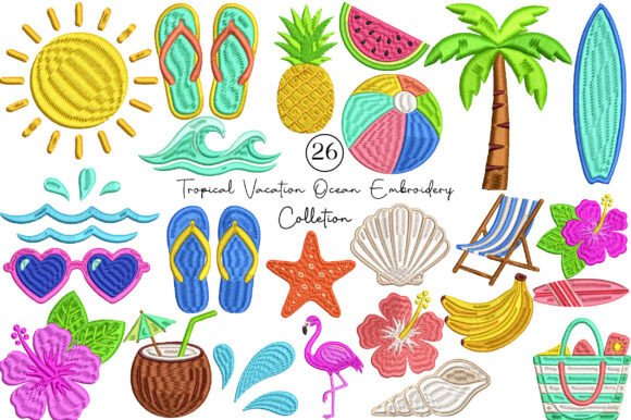 26 Tropical Ocean Embroidery Collection