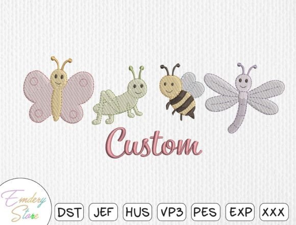 Customizable Spring Insects Embroidery