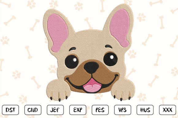 Cute Bulldog Embroidery Design