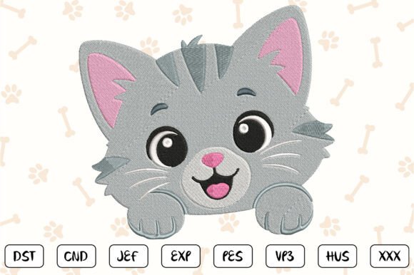 Cute Cat Peeking Embroidery File
