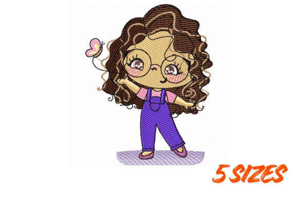 Cute Curly Girl Embroidery Pattern