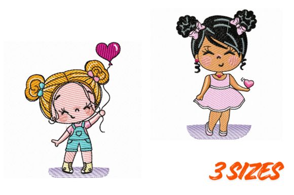 Cute Girls Embroidery Design Pack