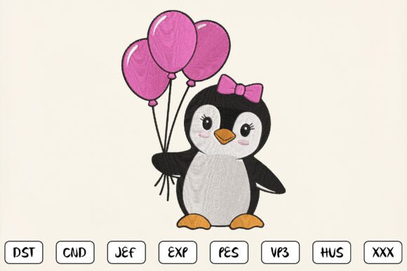 Cute Penguin Embroidery Design File