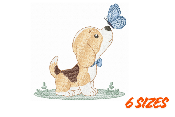 Cute Puppy Butterfly Embroidery Design