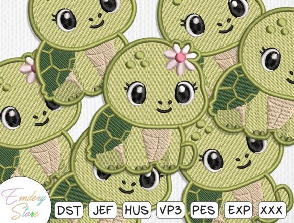 Cute Turtle Embroidery Patch Design