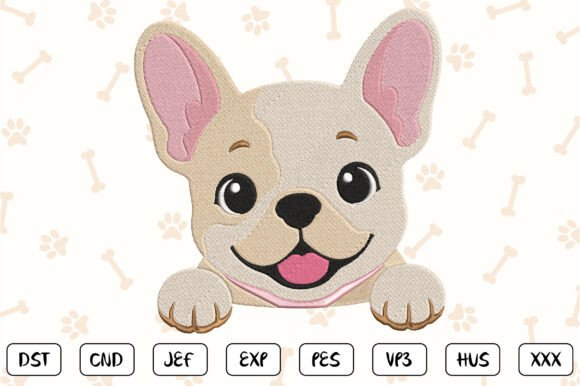 Frenchie Puppy Embroidery Design