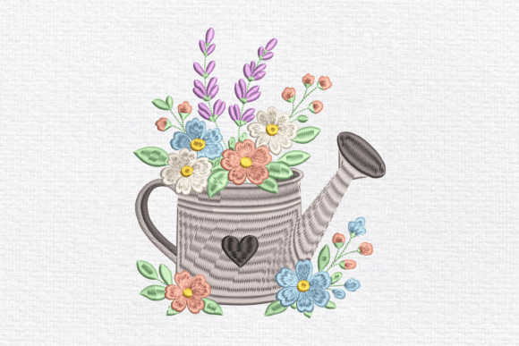 Garden Watering Can Embroidery Design