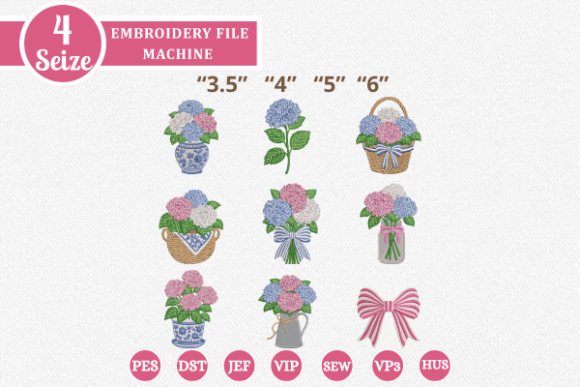 Hydrangea Embroidery Design