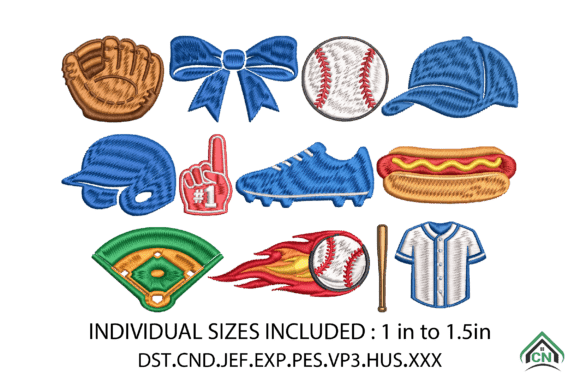 Mini Baseball Icons Machine Embroidery