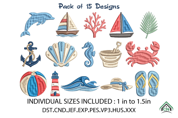 Mini Coastal Embroidery Design Bundle