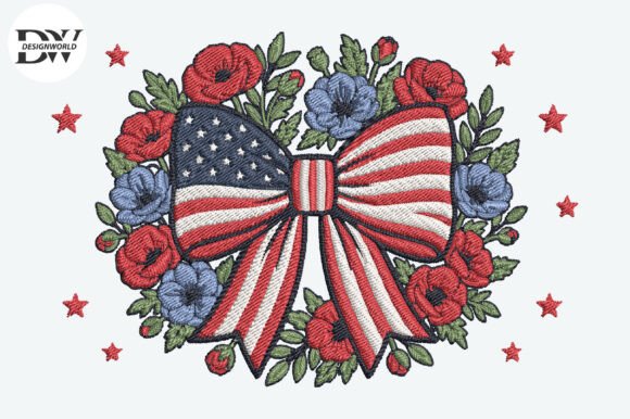 Patriotic Bow Embroidery Design