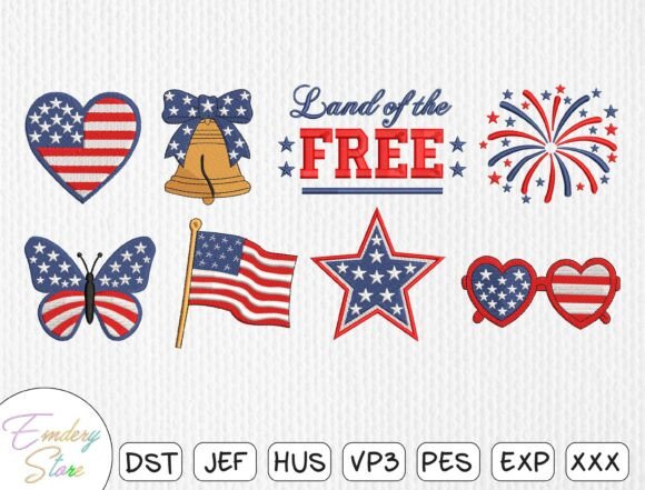 Patriotic Embroidery Design Set