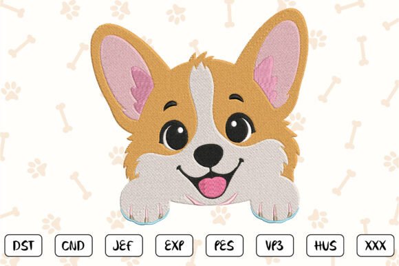 Peeking Corgi Embroidery Design