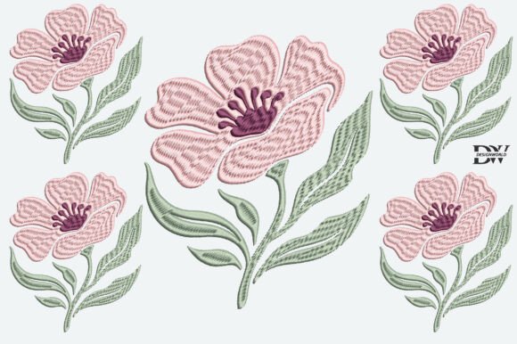Pink Flower Embroidery Design