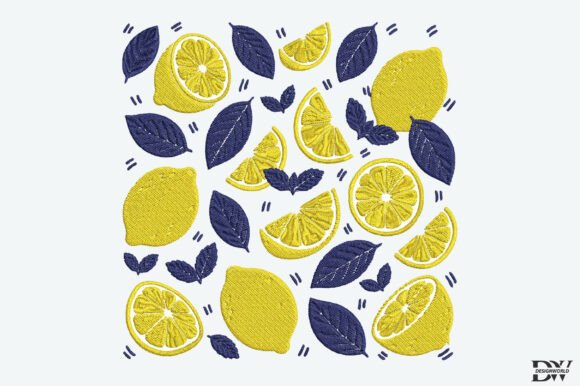 Scattered Lemon Embroidery Design