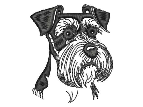 Schnauzer Dog Line Art Embroidery