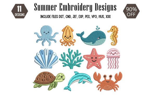 Sea Animals Embroidery Design