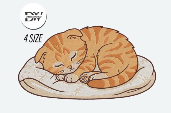 Sleeping Cat Embroidery Design