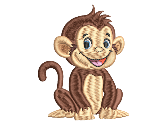 Smiling Monkey Embroidery Design