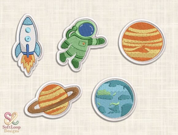 Space Adventure Embroidery Patch Set