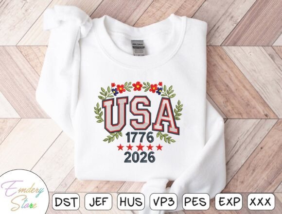 USA 1776 2026 Embroidery Design