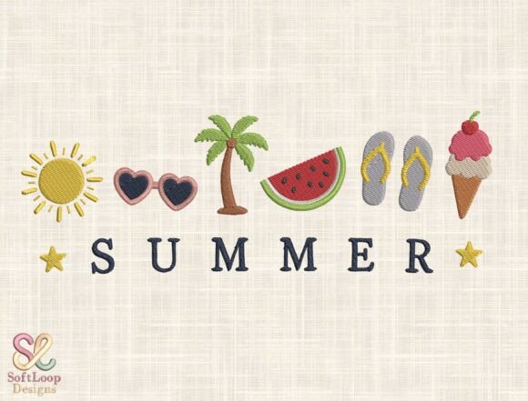 Vibrant Summer Vacation Embroidery File