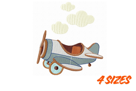 Vintage Airplane Embroidery Design