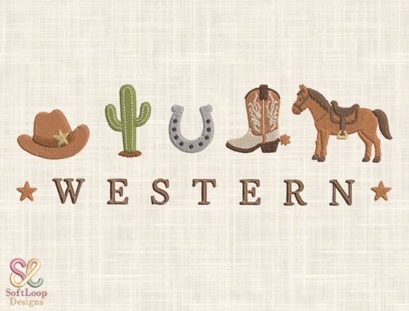Western Cowboy Embroidery Design